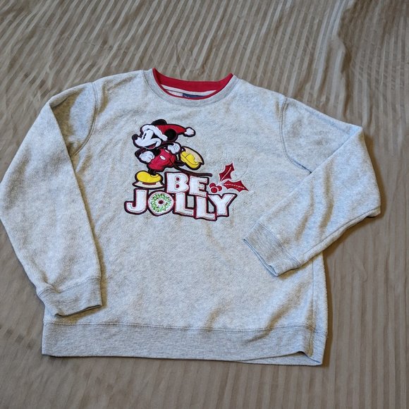 Disney Mickey Mouse Sweatshirt Pullover Be Jolly Sweater - Picture 2 of 8